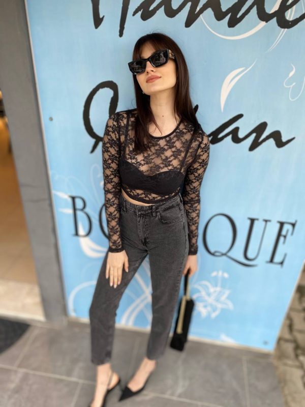 Antrasit Yüksek Bel Fit Mom Jean