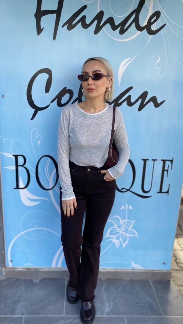 Bordo Paçası Püskül Detaylı Jean