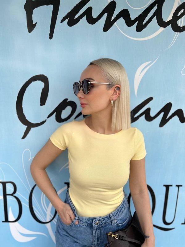 Sarı Kısa Kollu Body
